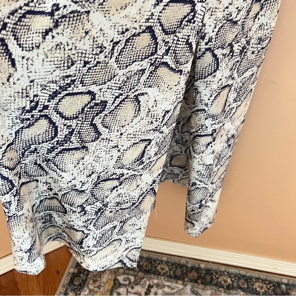 Paper Heart Leg Split Midi Dress Silky Snakeskin Python Cowl Neck Size L - Picture 4 of 13